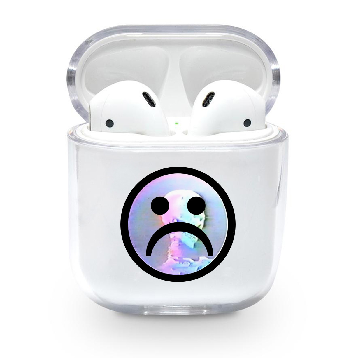 Прозорий силіконовий чохол Apple AirPods із малюнком - SAD (KAP1119)