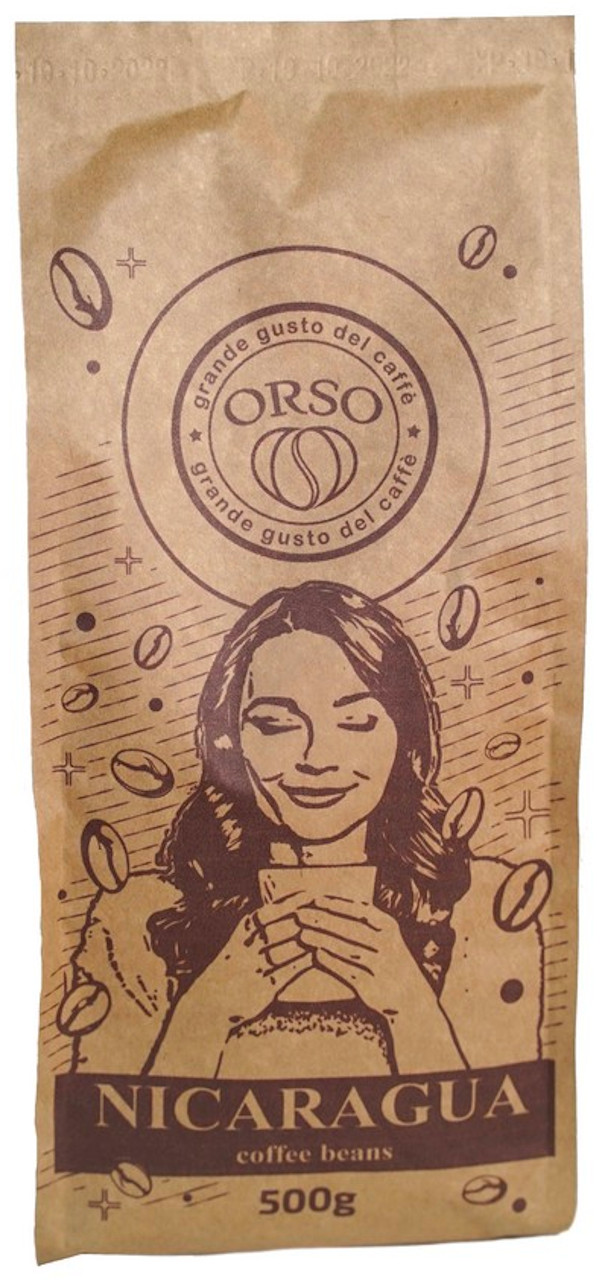 Свіжообсмажена кава в зернах моносорт Orso Nicaragua 100% Арабіка 8 х 500 г