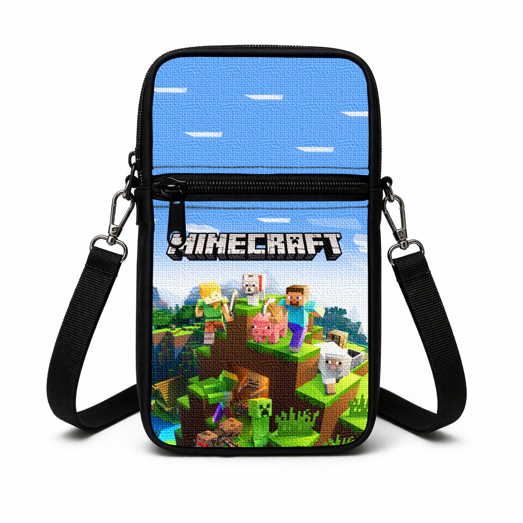 Дитяча сумка через плече для телефону з принтом Minecraft, 19×10×5 см