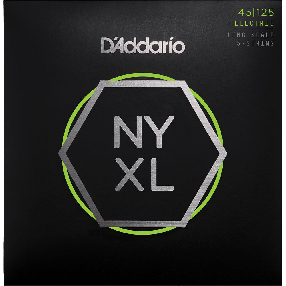 Струни для бас-гітари D'Addario NYXL45125 Nickel Wound Regular Light Electric Bass 5 Strings 45/125