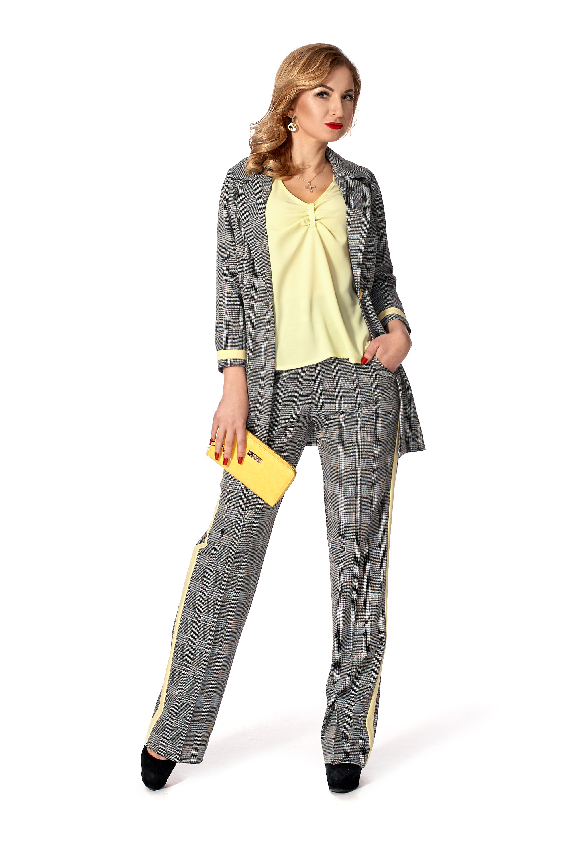 Костюм трійка SL-FASHION 48 Сірий із жовтим (SLF-677.02-4)