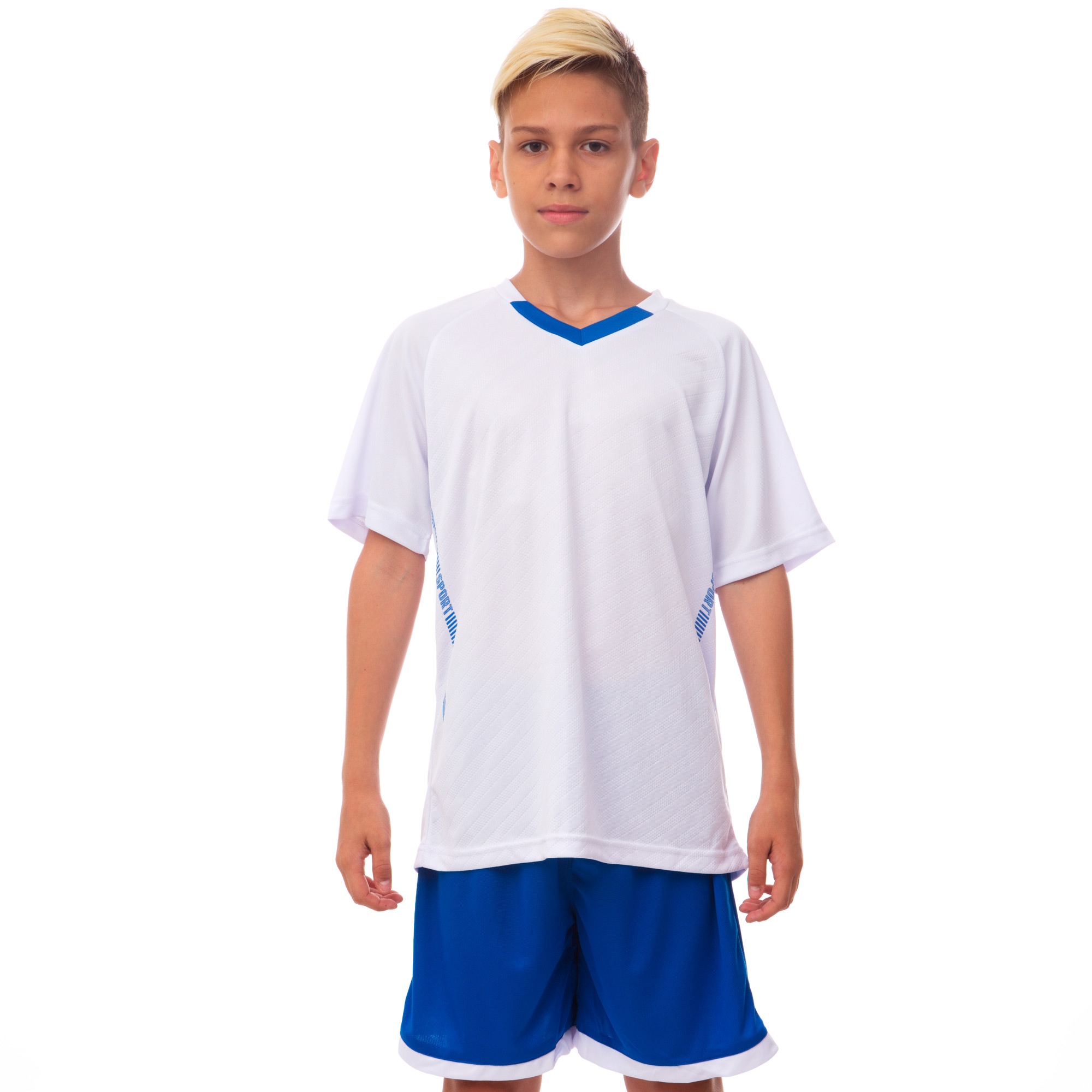 Футбольная форма подростковая SP-Sport Grapple CO-7055B 24 рост 120 Белый-Синий