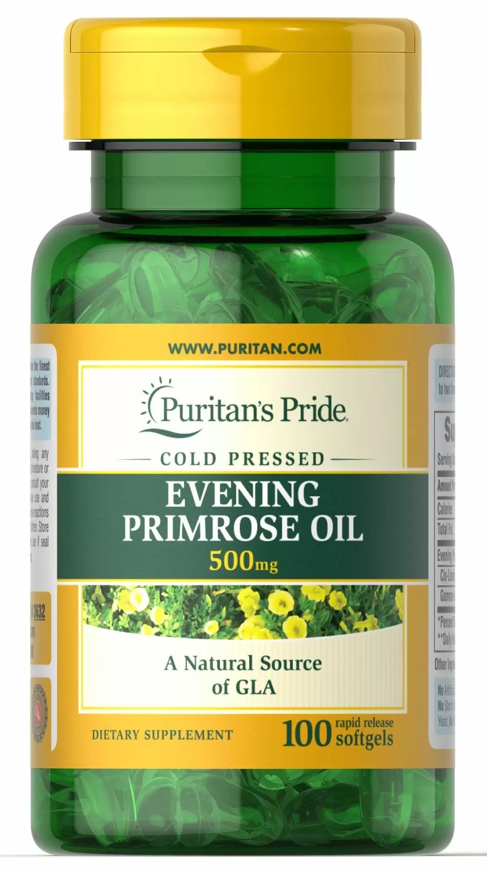 Масло вечерней примулы Puritan's Pride Evening Primrose Oil 500 MG With GLA 100 Softgels