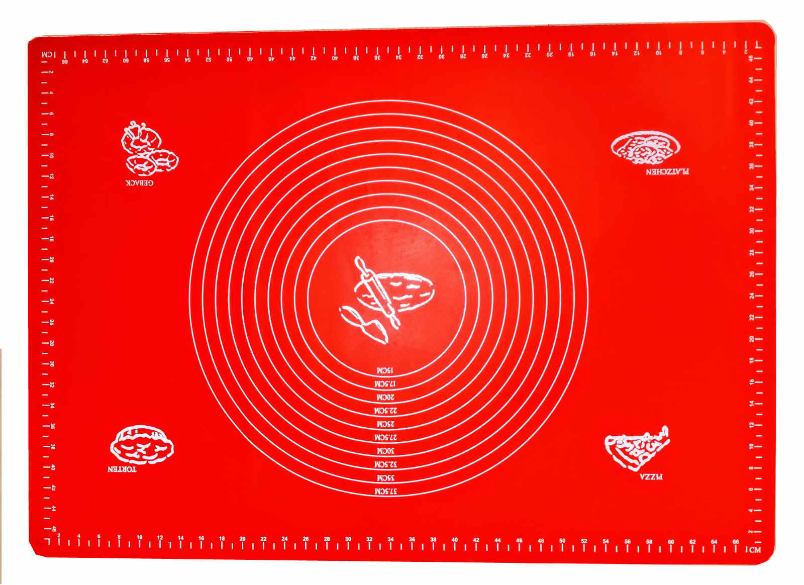 Силиконовый коврик A-PLUS для выпечки и раскатки теста 50*70 см красный
