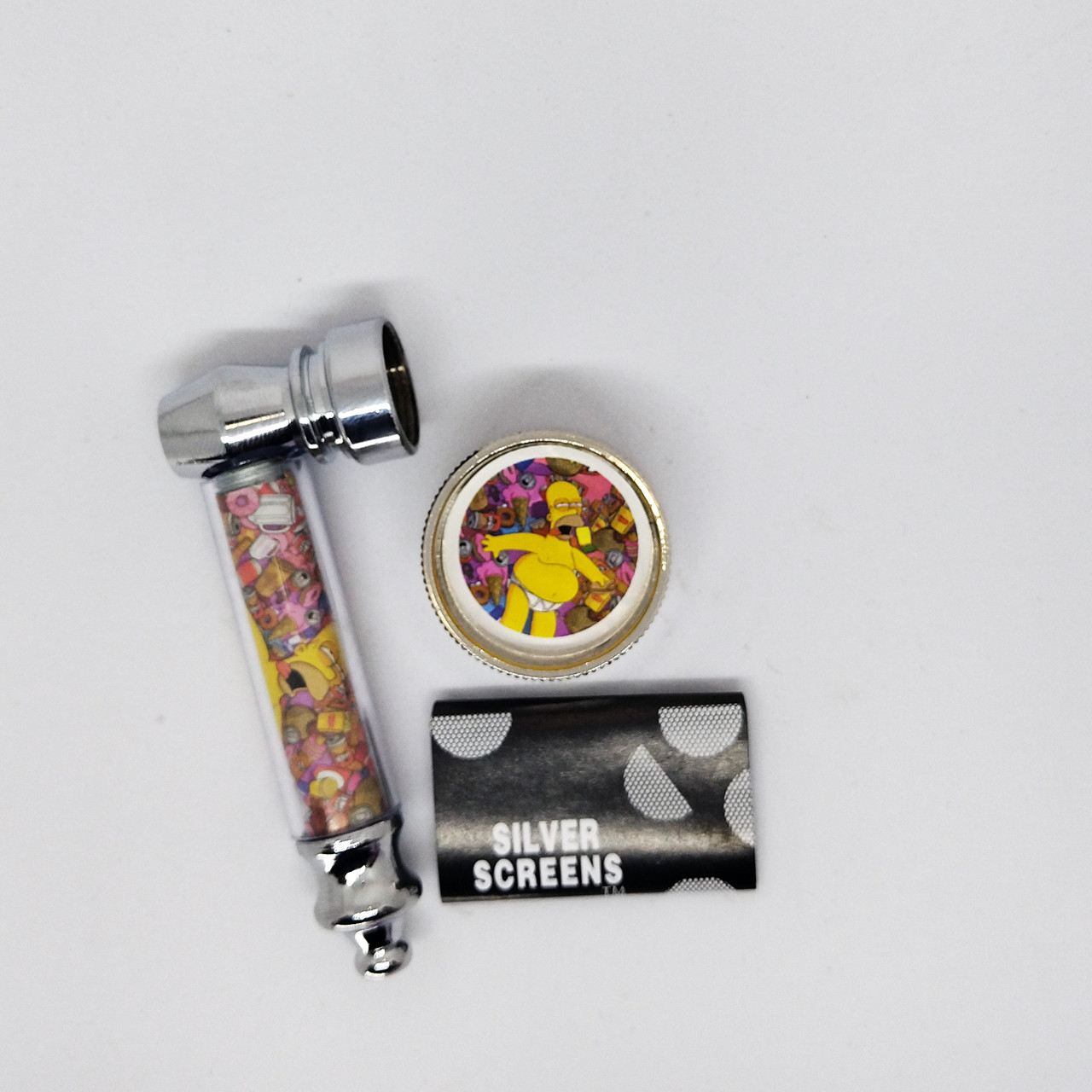 Трубка курительная и гриндер для измельчения табака Lighter HL-YD-305 Гомер Симпсон Silver (16620)
