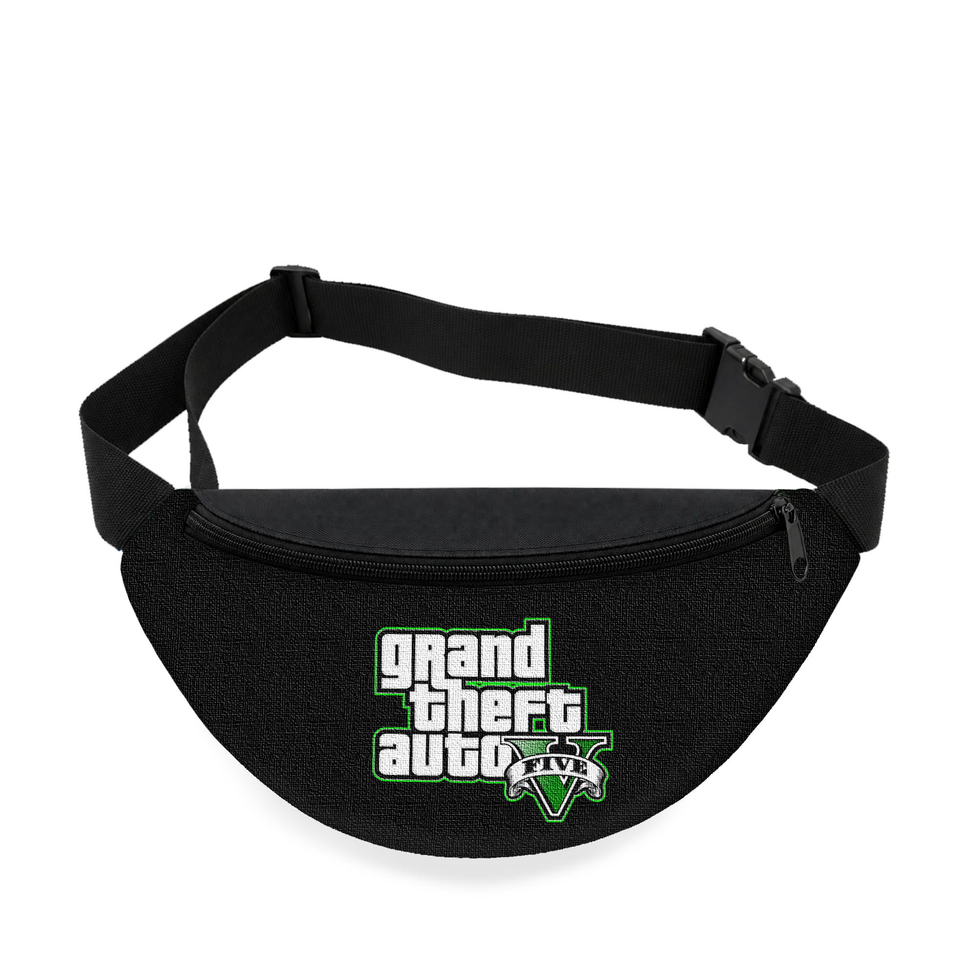 Дитяча бананка з принтом GTA, чорна, оксфорд, 32х15х7.5 см