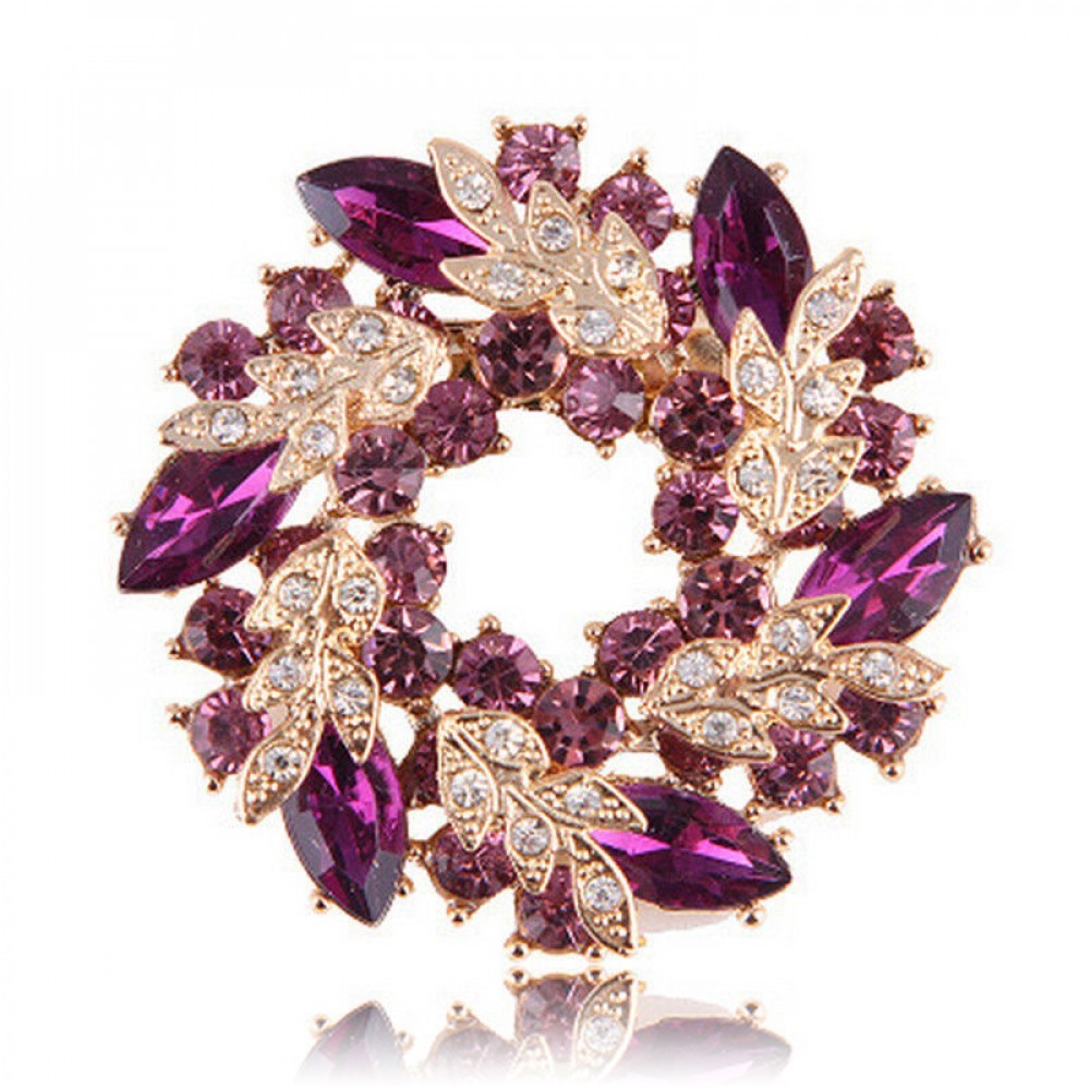 Брошь BROCHE Венец из листьев фиолетовая BRBF110444