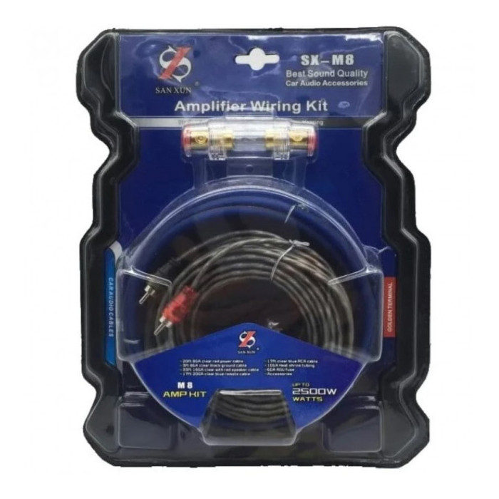 Комплект автомобільних дротів для сабвуфера Sanxun M8 Blue Black (av144-hbr)