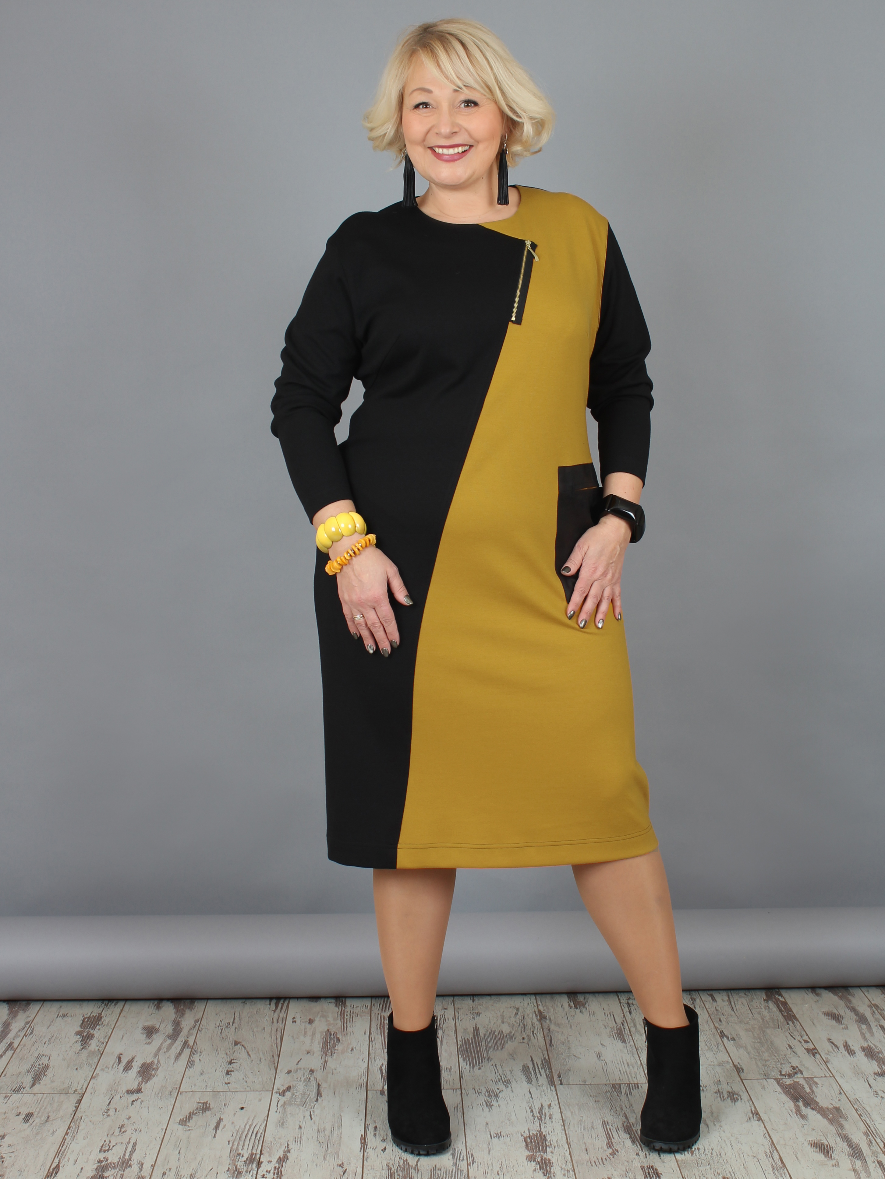 Женское платье NadiN 1418/3 62 р Черно-желтое (1418_3_62)
