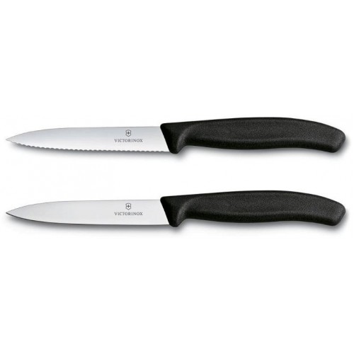 Набор кухонных овощных ножей Victorinox Swiss Classic Paring Set 10 см 2 шт Черные (6.7793.B)
