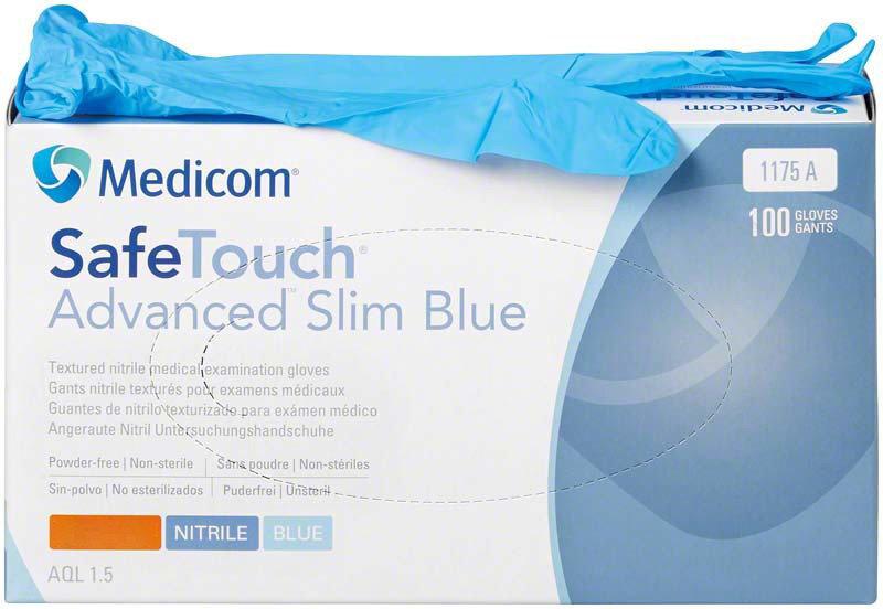 Нитриловые перчатки Medicom SafeTouch Advanced Slim Blue размер XS 100шт/уп