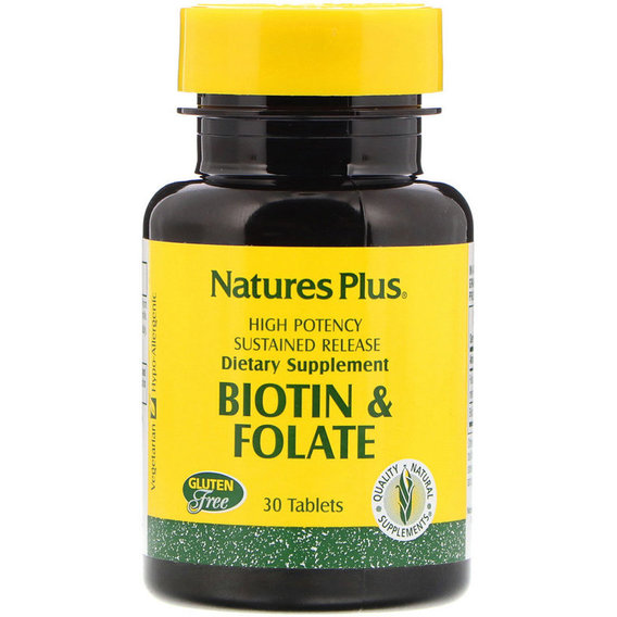 Биотин Nature's Plus Biotin & Folate 30 Tabs NTP1792
