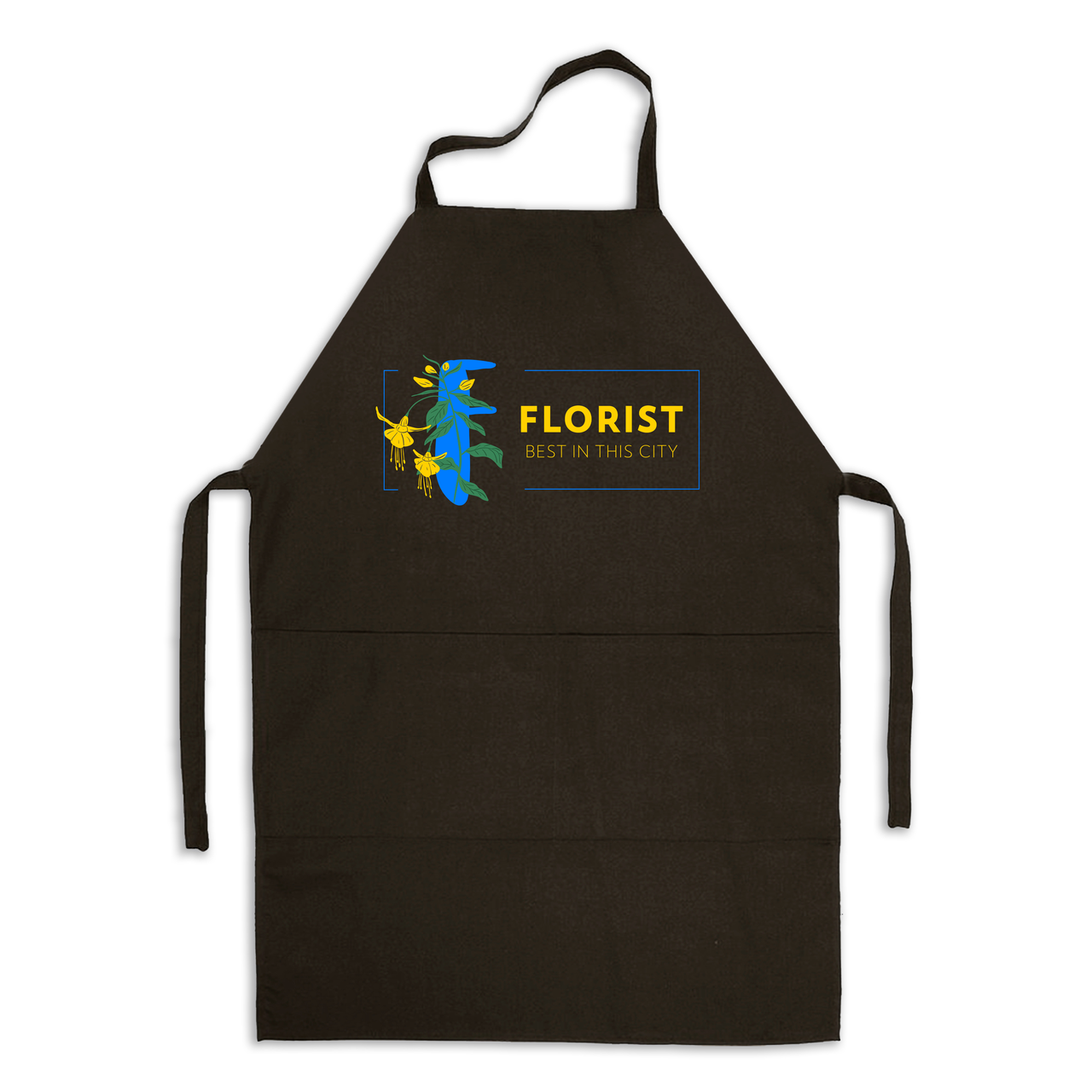Фартух чорний кухонний з принтом для флориста Florist Best in the City Кращий флорист у місті ФА000742 Кавун 68 см