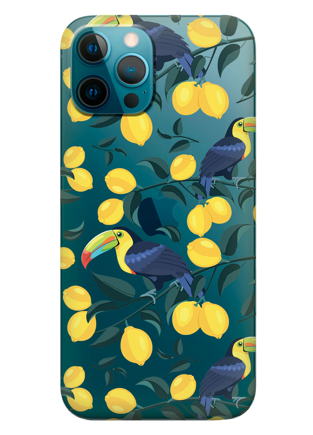 Прозрачный силиконовый чехол iSwag для Apple iPhone 12 Pro Max с рисунком - Туканы и лимоны (KS7135)