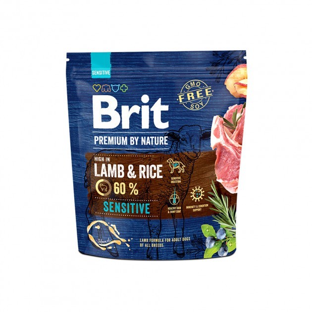 Brit (Чехия) Сухой корм Brit Premium Sensitive Lamb & Rice 1 kg (для собак с чувствительным пищеварением)