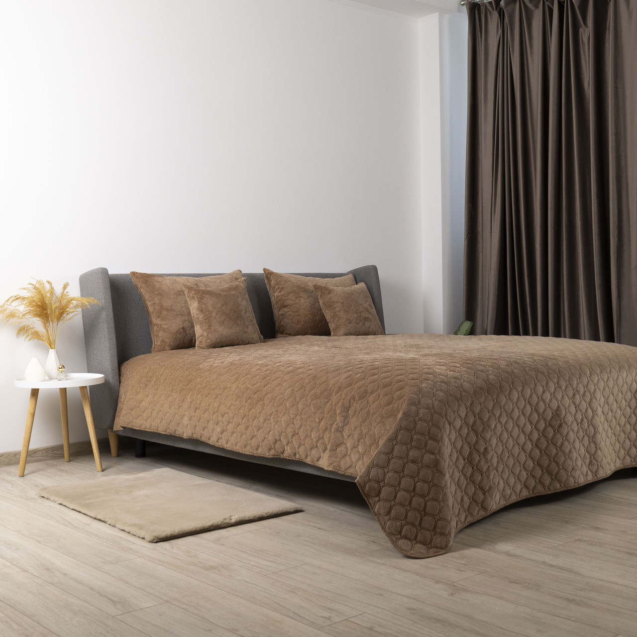 Покрывало ТЕП VELOUR 150х210 см капучино ромб