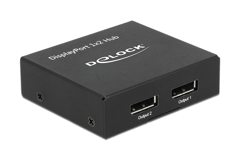 Перехідник моніторний Delock DisplayPort 1x2 (Splitter) v1.2a 4K@30Hz Metal Act чорний (70.08.7691)