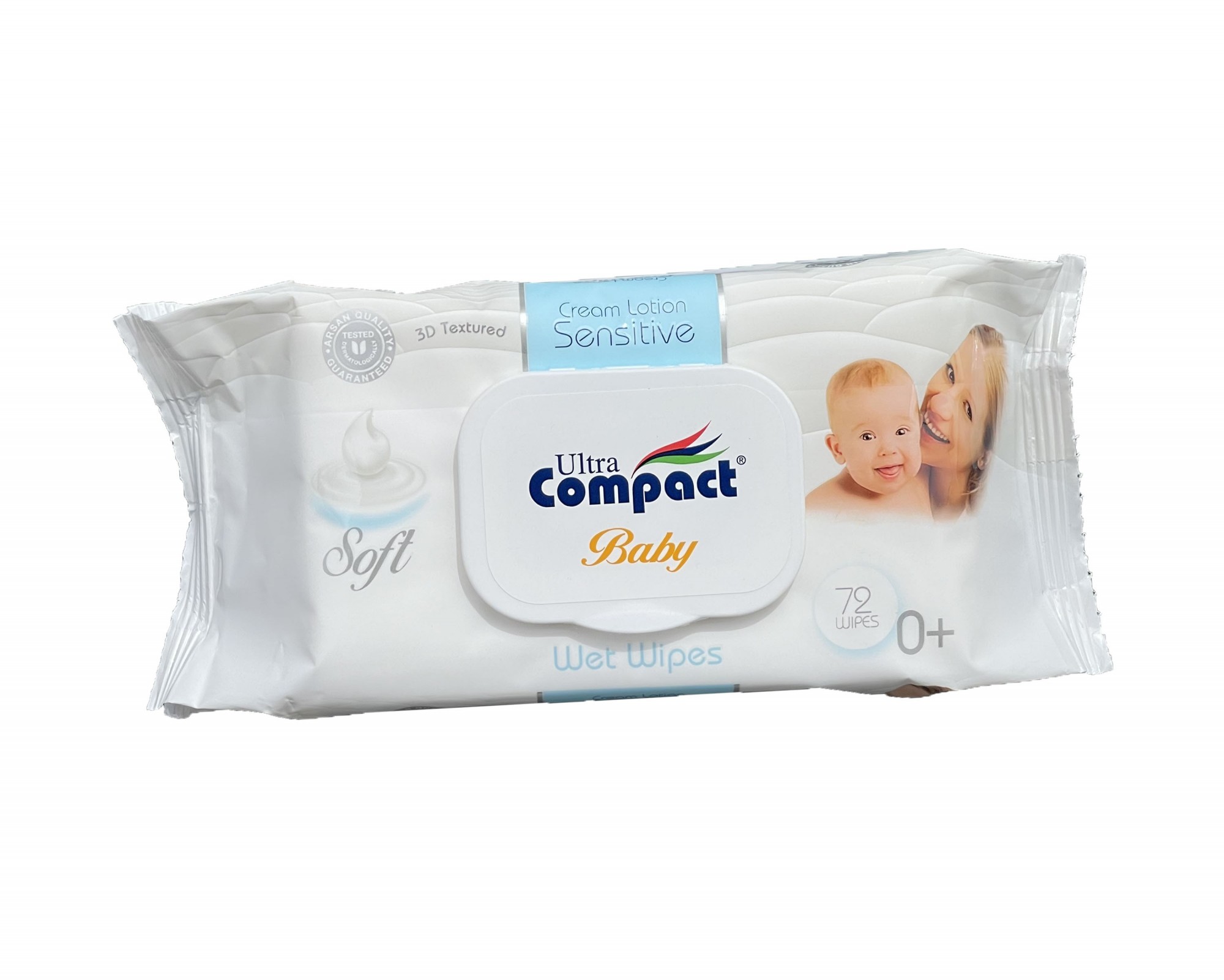Вологі дитячі серветки Ultra Compact Baby Sensitive 72 шт 0+ з клапаном