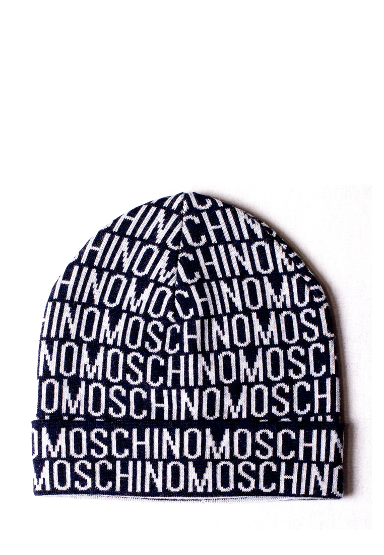 Шапка Moschino Темно-синій із сірим (60007)