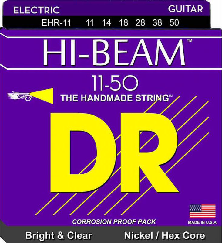 Струни для електрогітари DR EHR-11 Hi-Beam Nickel Plated Hex Core Heavy Electric Strings 11/50