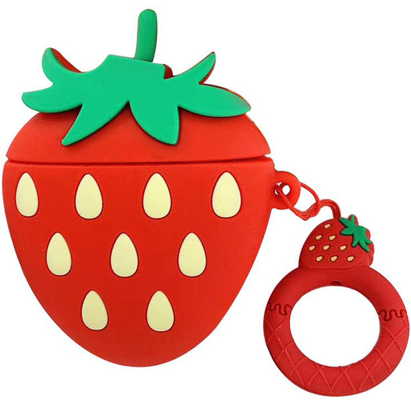 Силиконовый футляр Epik Smile Fruits series для наушников AirPods 1/2 + кольцо strawberry 749624