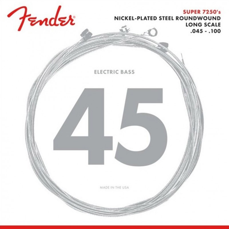 Струны для бас-гитары Fender 7250ML Nickelplated Steel Roundwound Medium Light Bass Strings 45/100