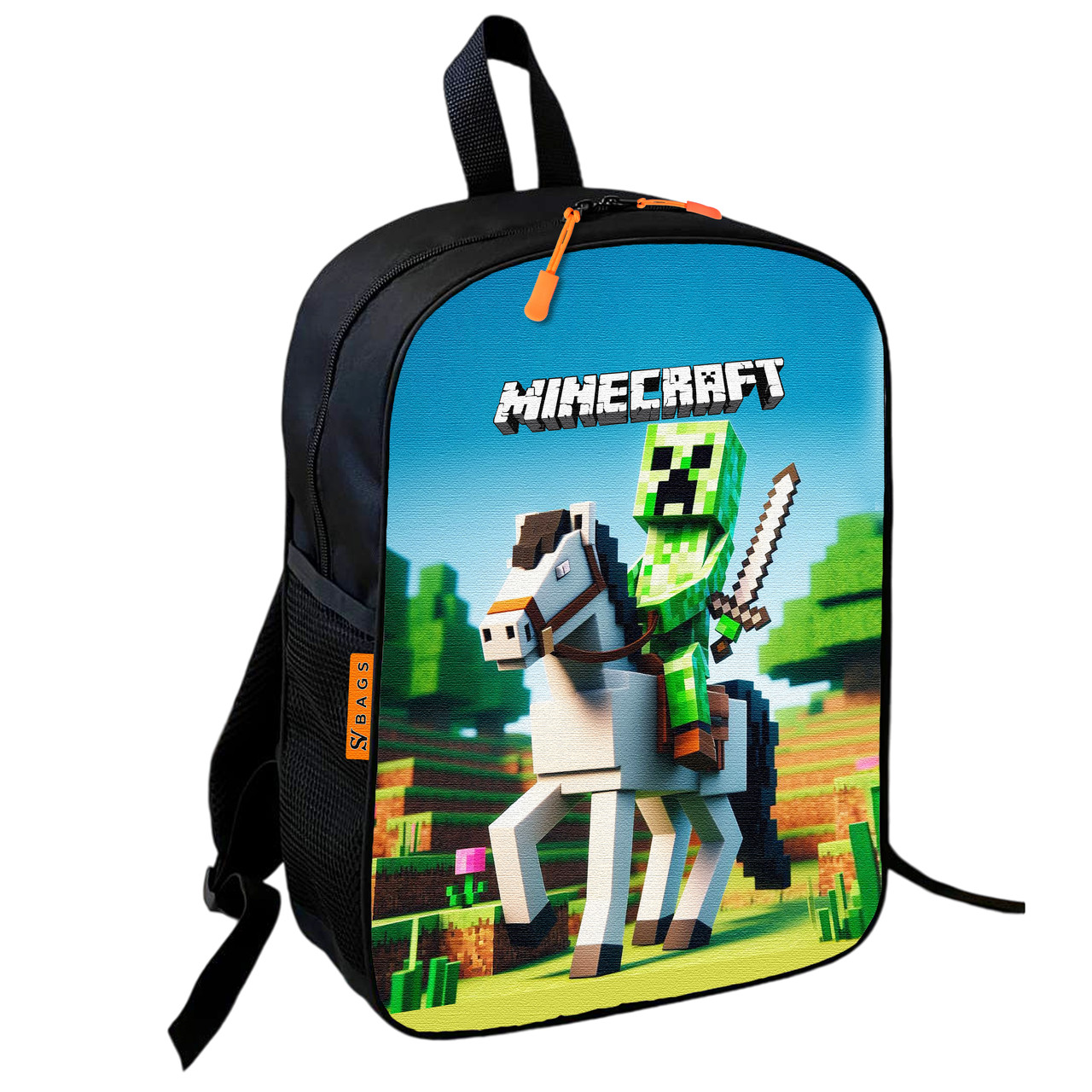 Дитячий шкільний рюкзак Minecraft «Крипер на коні» 36×27×13 см, водонепроникний