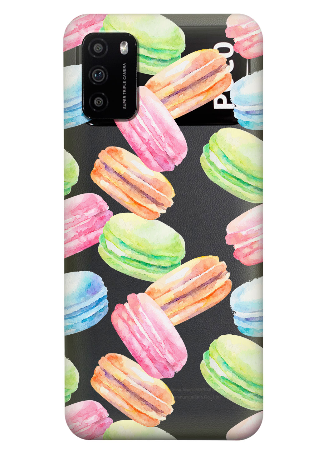 Прозорий силіконовий чохол iSwag для Xiaomi Poco M3 з малюнком - Французькі печива (KS8182)