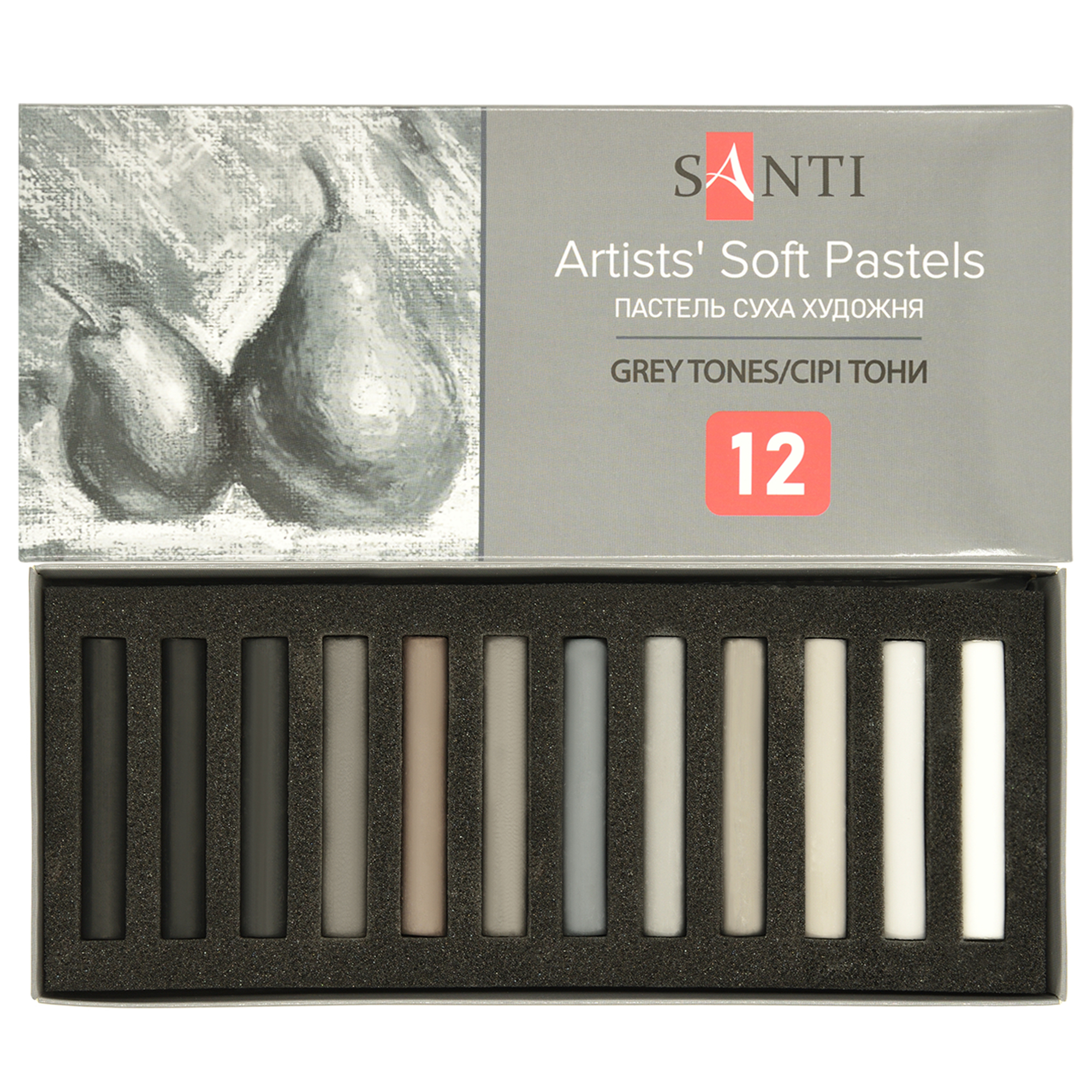 Пастель сухая художественная Santi Grey Tones 12 цветов (353698)