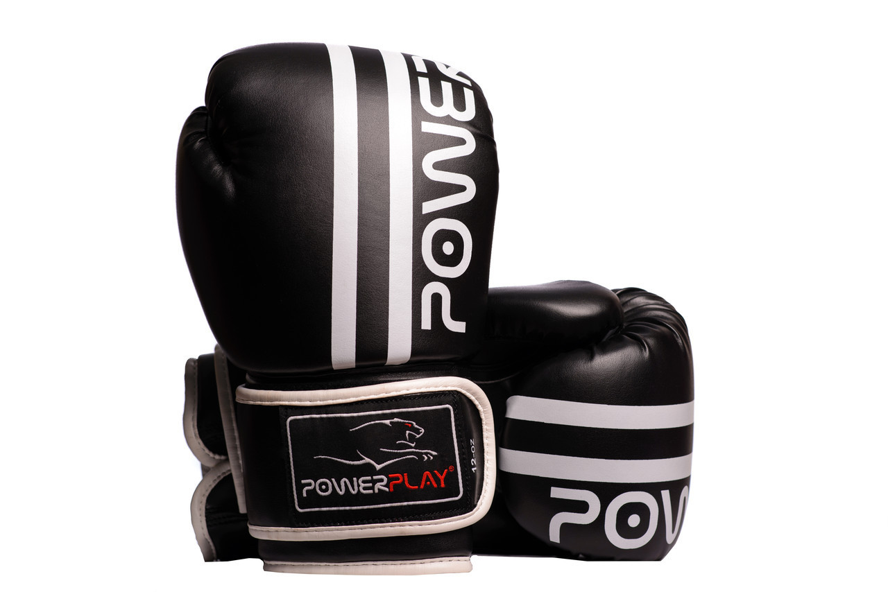 Боксерські рукавиці PowerPlay 3010 12 унцій Чорно-Білі (PP_3010_12oz_Black/White)