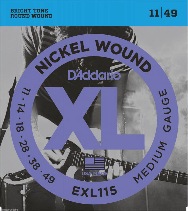 Струни для електрогітари D'Addario EXL115 Nickel Wound Medium/Blues-Jazz Rock 11/49