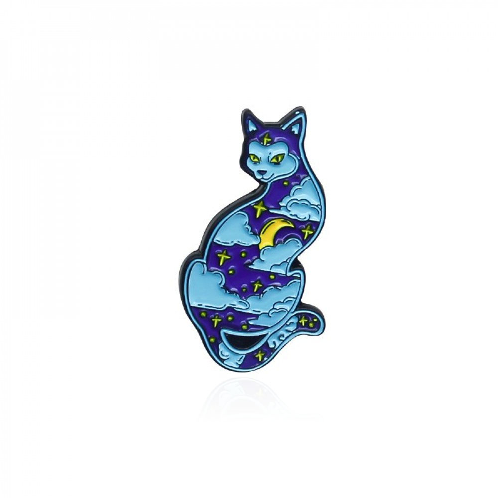 Брошь-значок BROCHE Лунный кот синяя BRGV112505