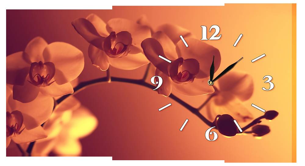 Настінний годинник на полотні Декор Карпати ch27 Орхідея (LWkP95268)
