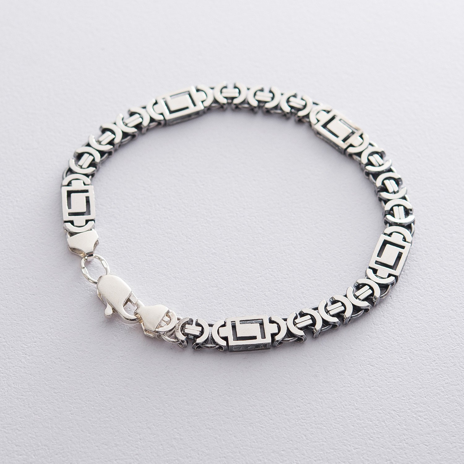 Мужской серебряный браслет (Евро Версаче 1.0 см) чо217020 Оникс 19
