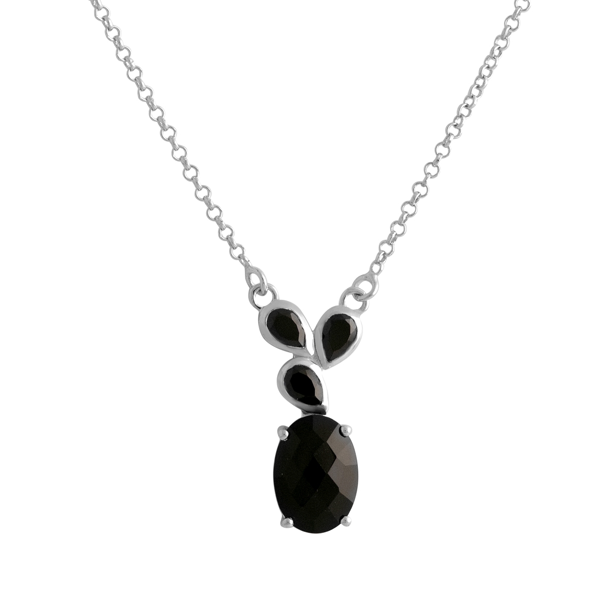 Серебряное колье SilverBreeze с натуральным ониксом (2116844) 480