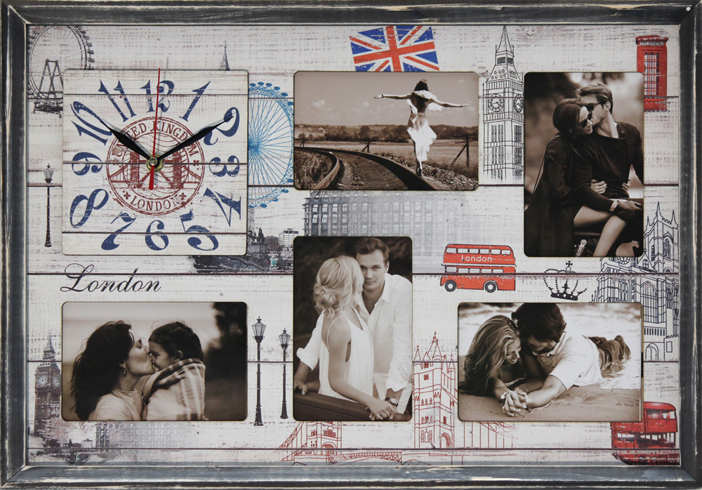 Фоторамка колаж з годинником "London" 38x53 см (CW5-202)