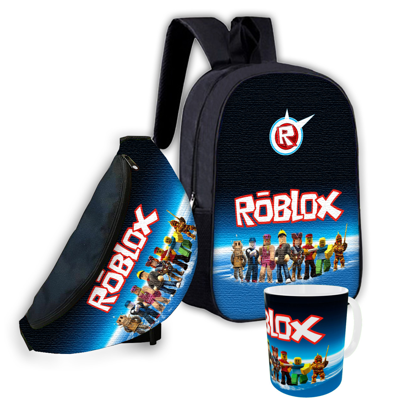 Дитячий шкільний набір Roblox: рюкзак, сумка-бананка, кружка 330 мл