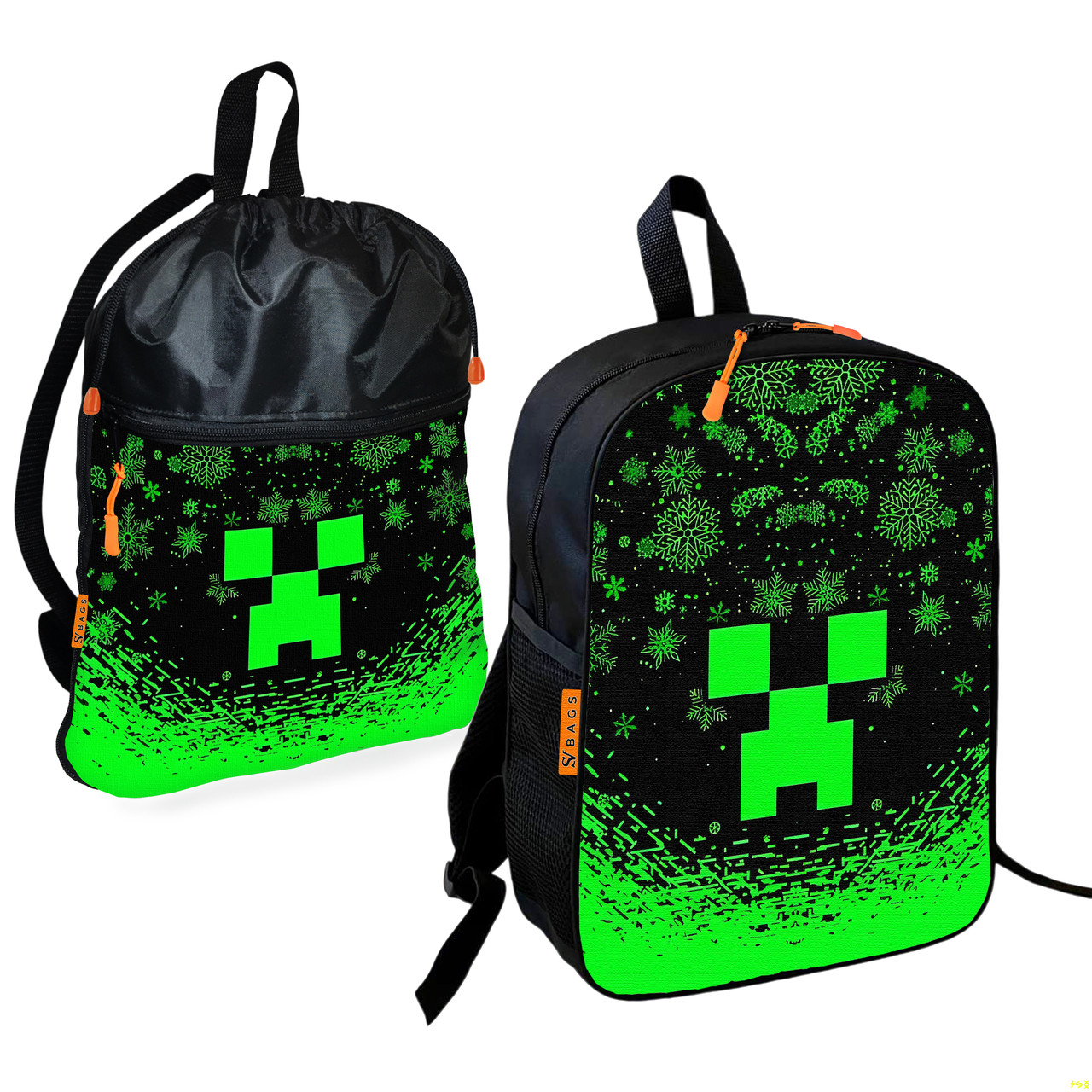 Дитячий шкільний рюкзак з сумкою для взуття Minecraft, 2 предмети
