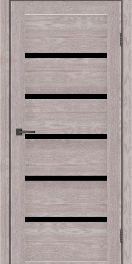 Дверне полотно MS Doors TEXAS 80 см Дуб сірий чорне скло