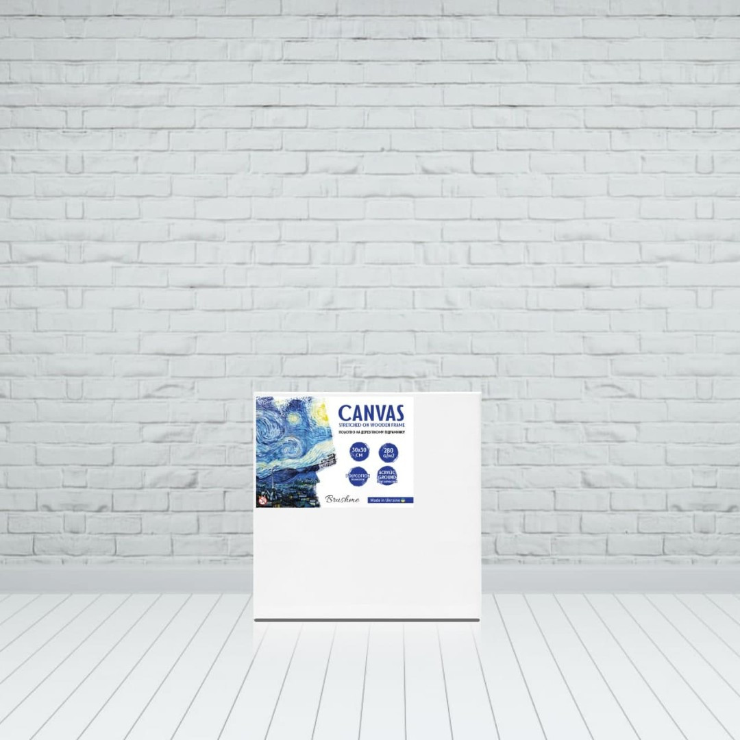 Холст для рисования Brushme 30х30 см на деревянном подрамнике с галерейной натяжкой HL3 Белый