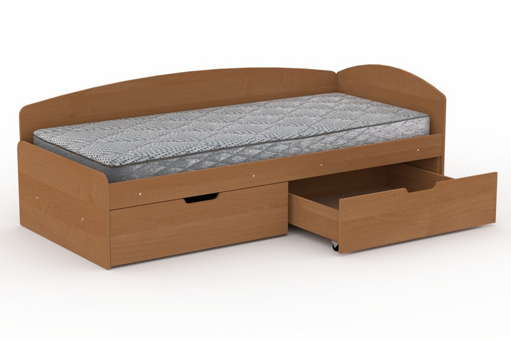 Односпальне ліжко з ящиками Компаніт-90+2С вільха