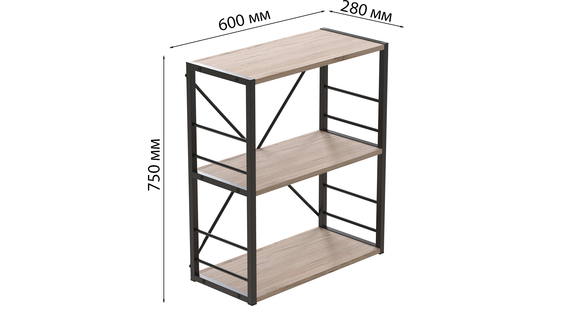 Етажерка Ferrum-decor Конект 73x60x28 см Дуб Сан-Маріно (XK00218)
