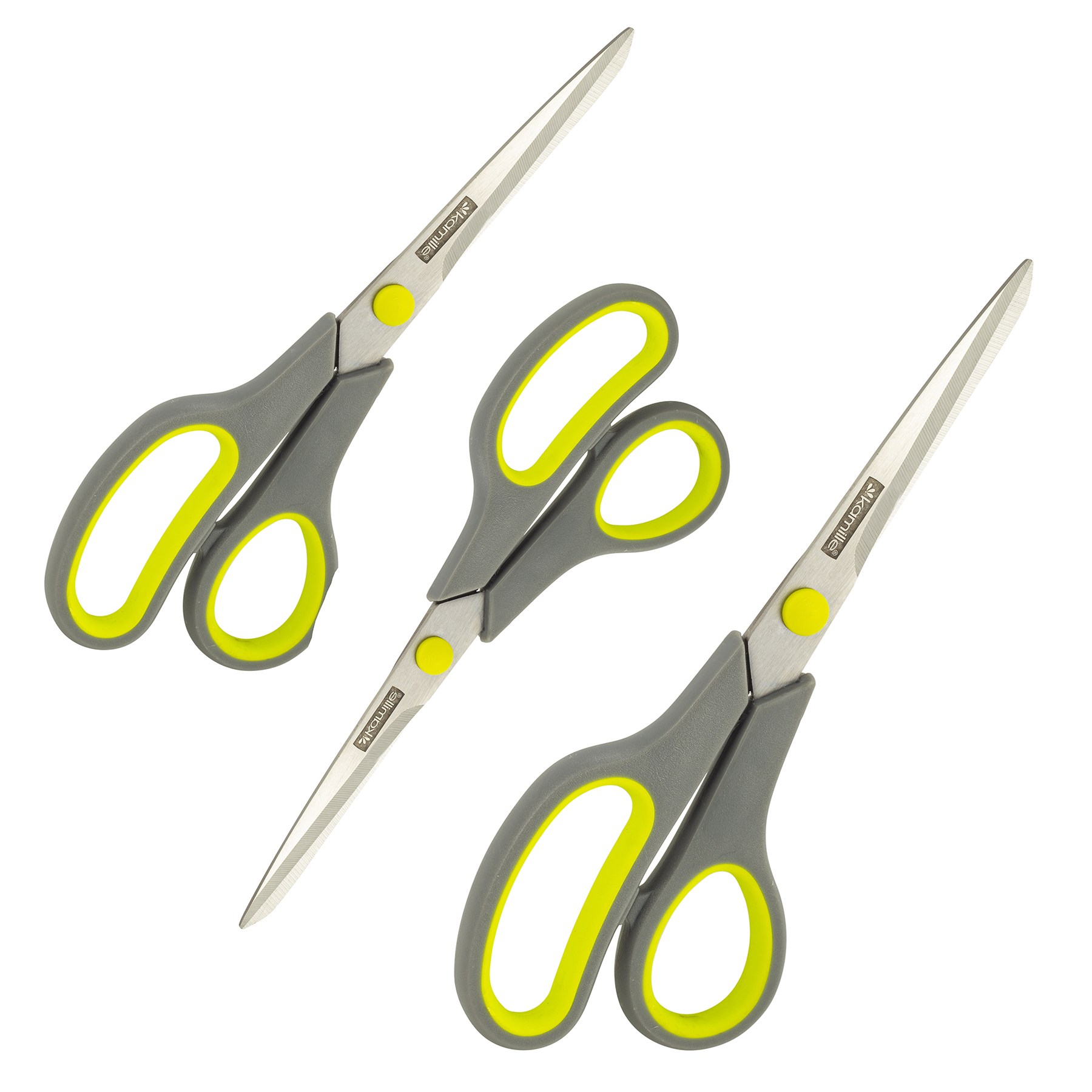 Набір універсальних ножиць 3 предмети з нержавіючої сталі з пластиковими ручками Kamille KM-5186