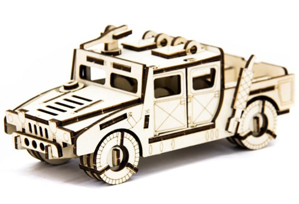 Механічний дерев'яний 3D пазл SUNROZ Автомобіль Hummer H-1 74 елементів (SUN1747)
