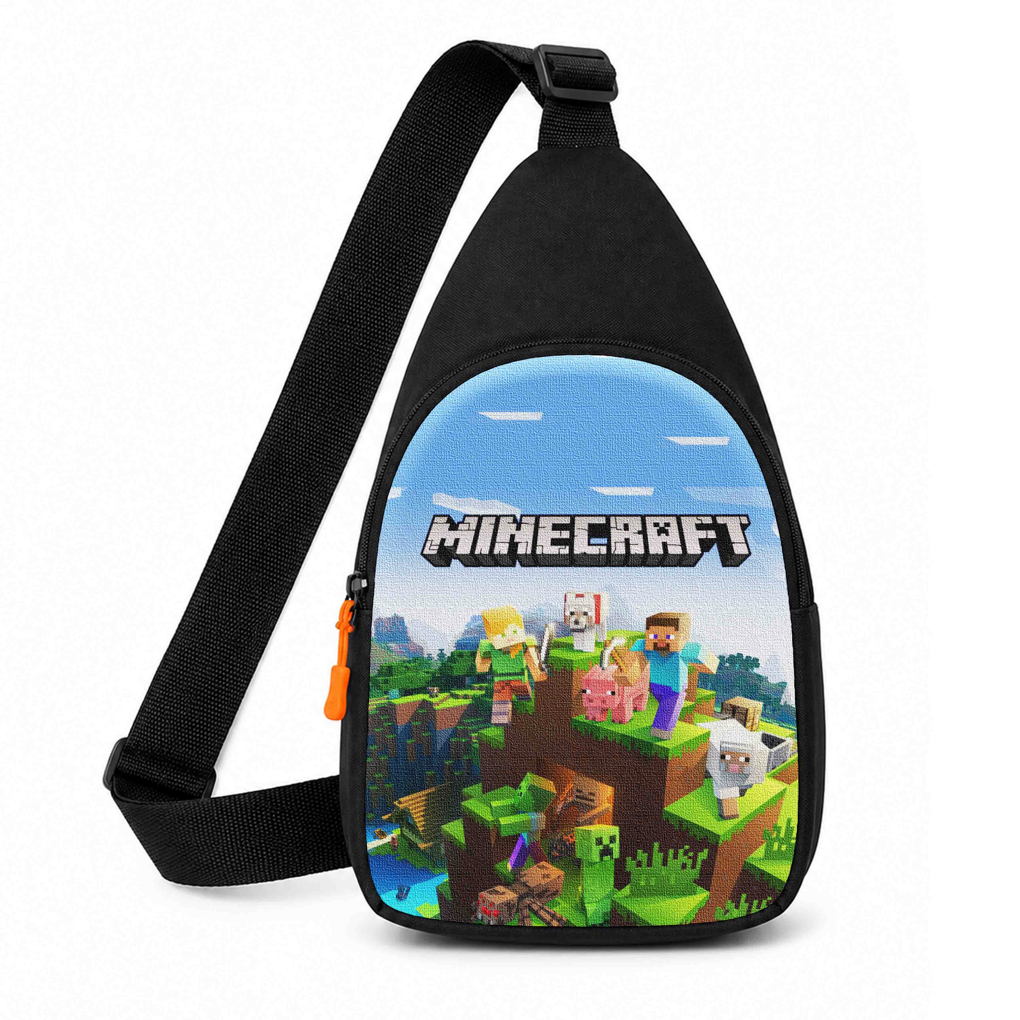 Дитяча сумка-слінг Minecraft Кріпер, чорна, поліестер, 29x17x5 см