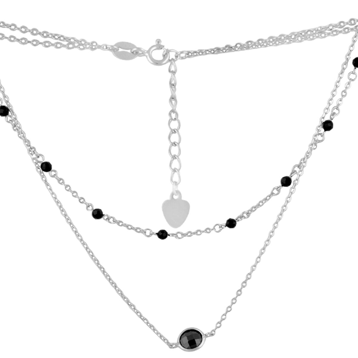 Серебряное колье SilverBreeze с натуральным шпинелью (2101215) 400-450