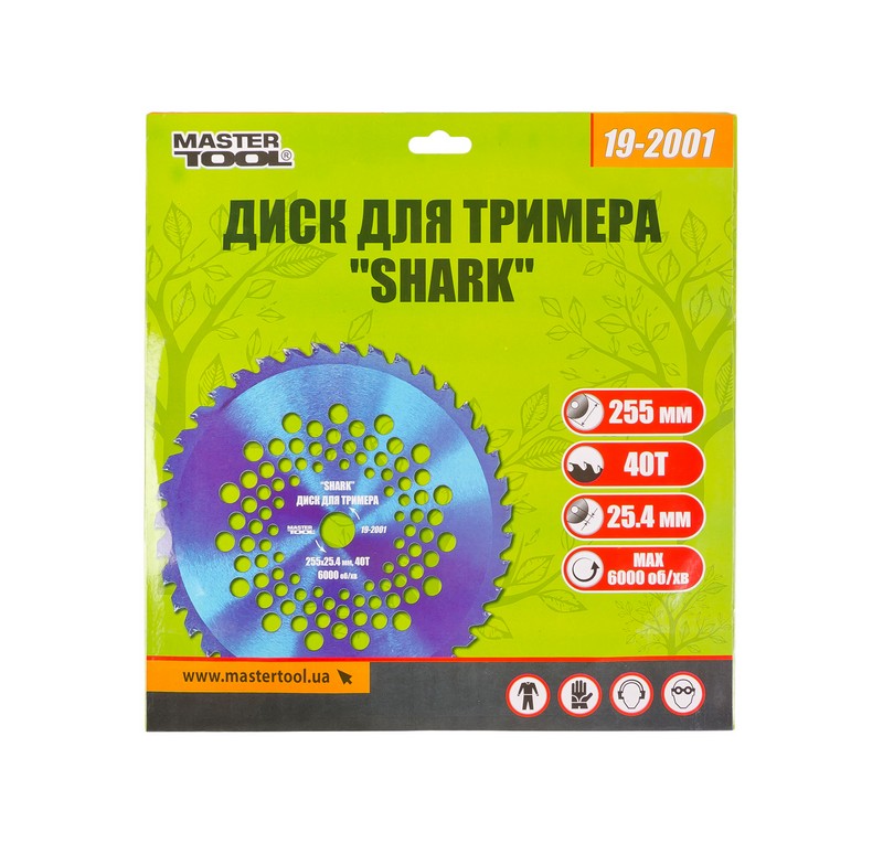 Диск для триммера MASTERTOOL "SHARK" 255х25.4х40Т с победитовой напайкой 19-2001