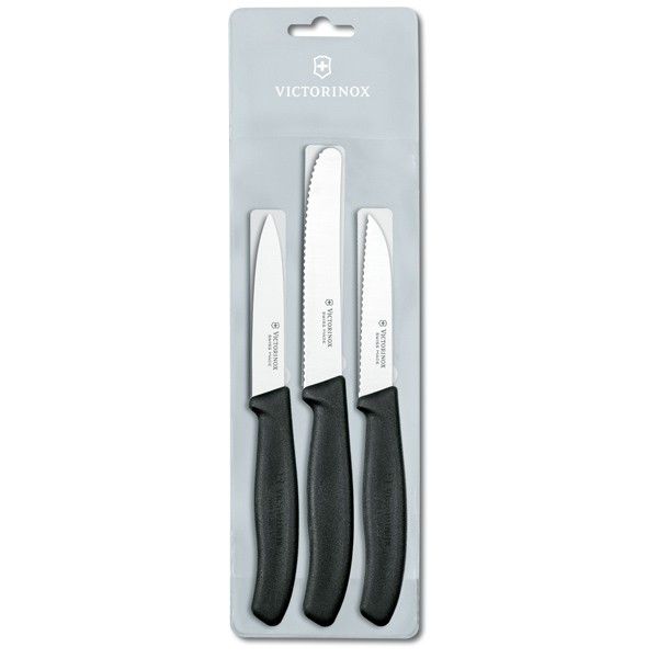 Набір кухонних овочевих ножів Victorinox Swiss Classic Paring Set 3 шт Чорний (6.7113.3)
