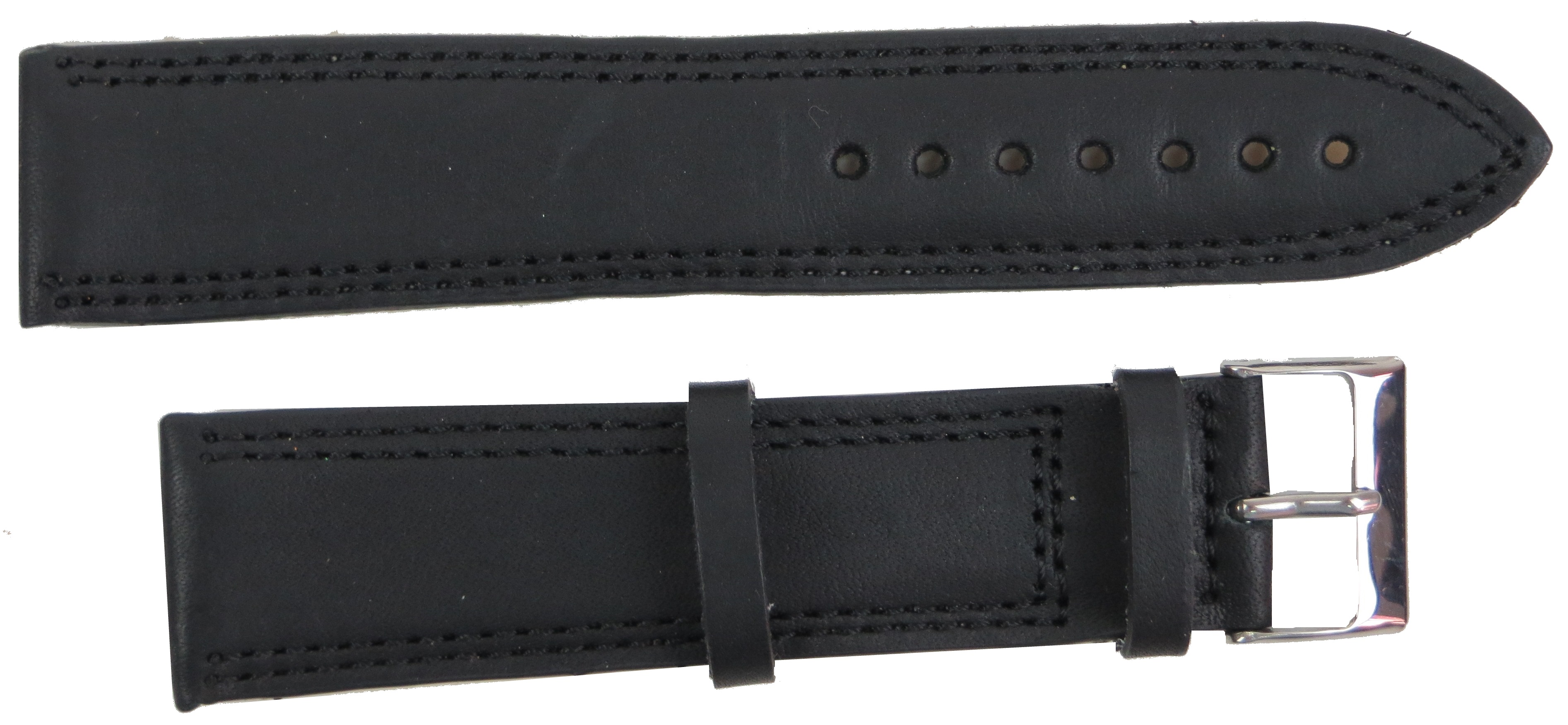 Ремешок для часов кожаный Mykhail Ikhtyar ширина 24 мм Черный (S24-678S black)