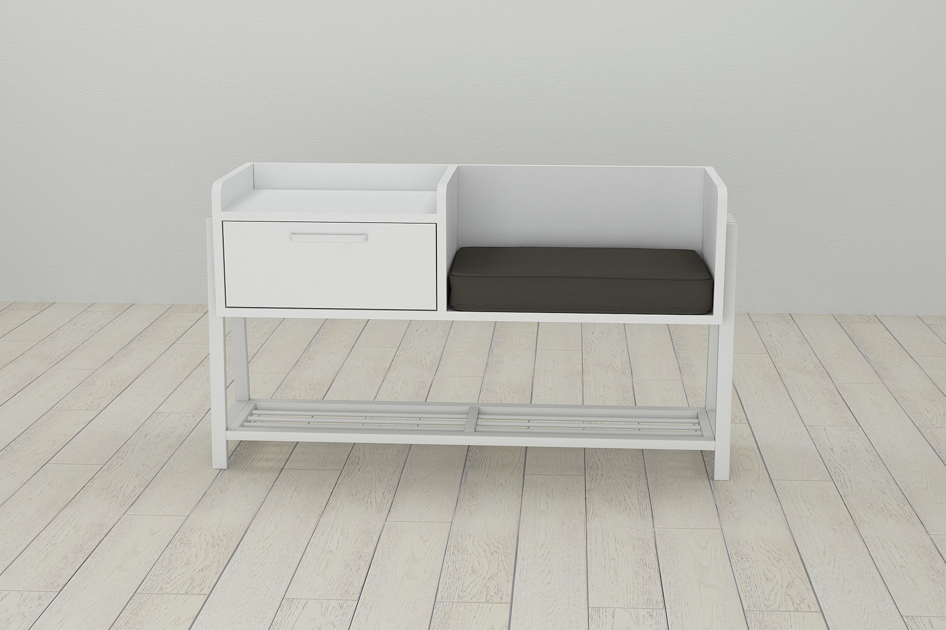 Банкетка з тумбочкою Ferrum-decor Бланка 540x1000x320 метал Білий ДСП Біле 16 мм (BLA0008)